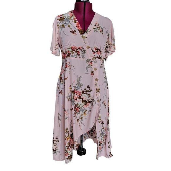 Rosegal Floral Faux Wrap Dress (Size 1X) - Picture 1 of 7